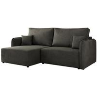 ECKSCHLAFSOFA MESTO L Dunkelgrau Velvet - links - Dunkelgrau/Schwarz, Kunststoff/Textil (227/147cm) - MKS