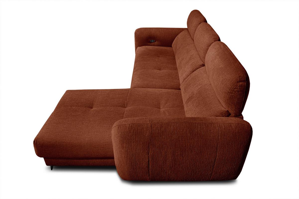 ECKSOFA SVEN 3-Sitzer, 1 Relax XL, verstellbare Kopfstützen, rot - Rot/Schwarz, Holzwerkstoff/Textil (256/163cm) - Wozimo