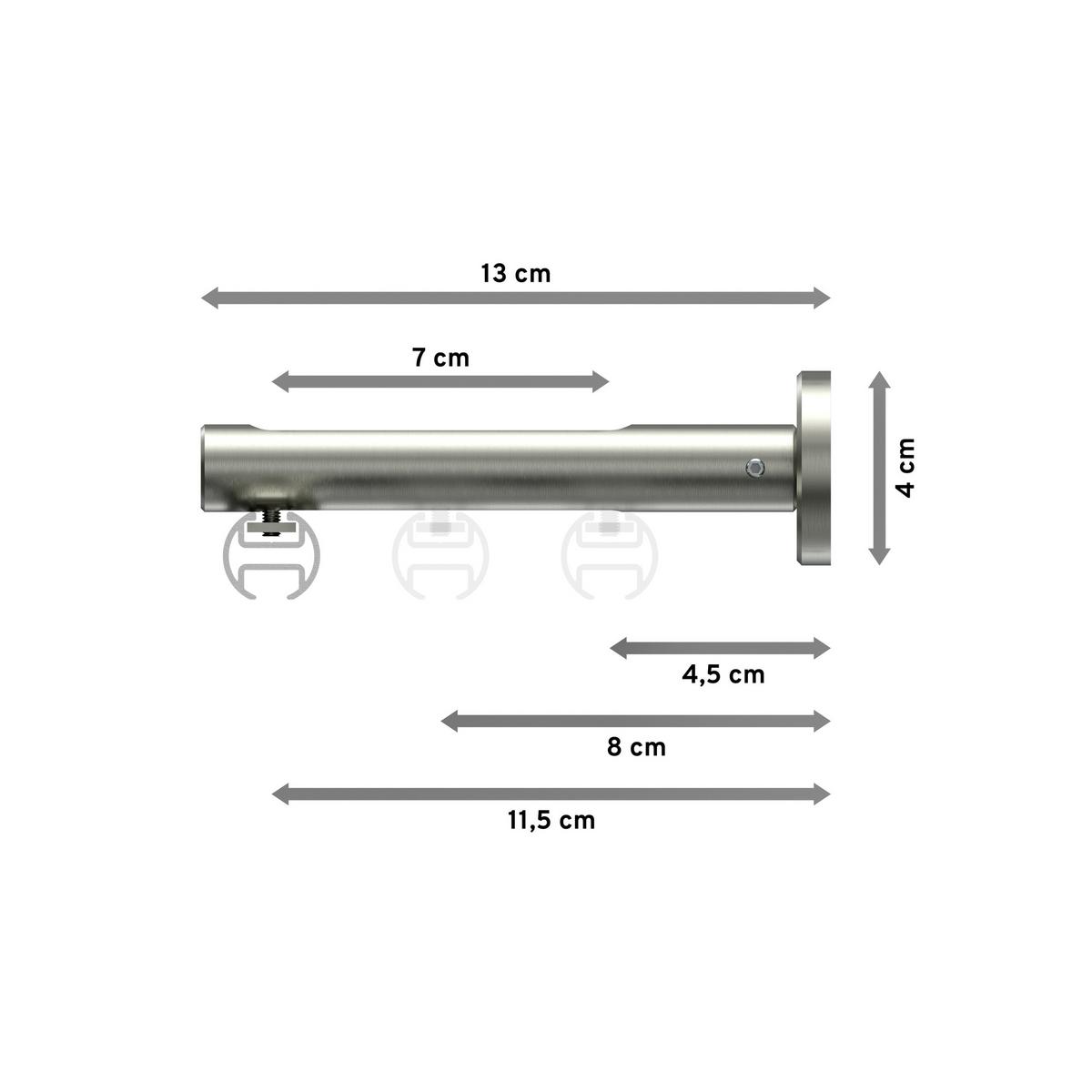 GARDINENSTANGE INNENLAUF Siteno Luino 160 cm, 1-läufig, 20 mm Ø Edelstahl-Optik - Edelstahlfarben, Metall (160cm) - INTERDECO