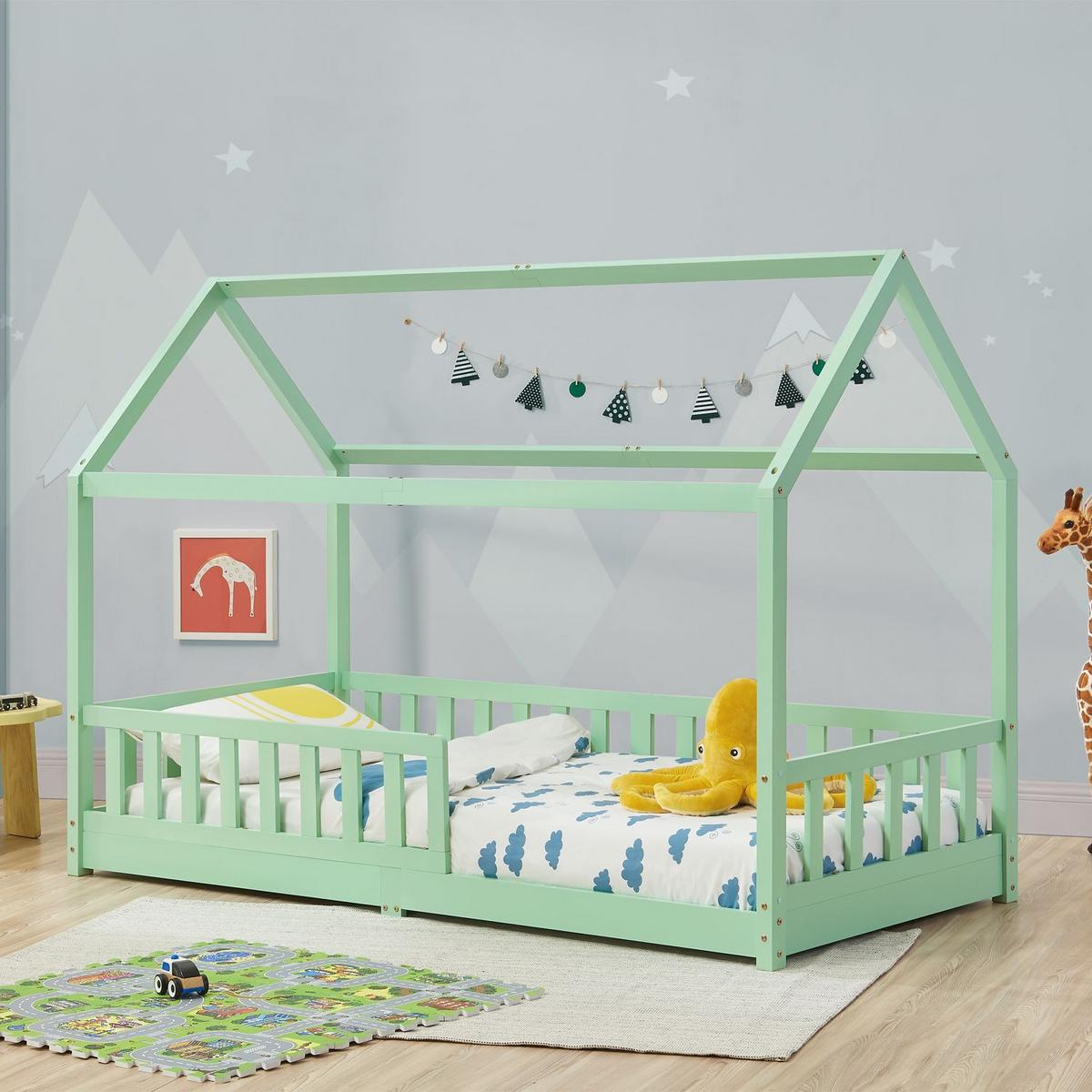 KINDERBETT Marli mint 90x200 cm - Mintgrün, Holz (90/200cm) - Juskys