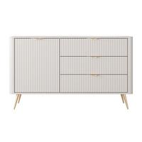 SIDEBOARD Vespasia 1T 3S Beige 138,2/81,2/38 cm – Geriffelten Fronten - Beige/Goldfarben, Holzwerkstoff/Metall (138.2/81.2/38cm) - AX Living