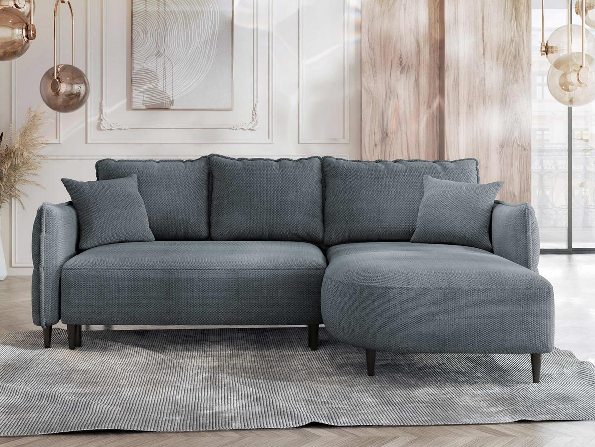 ECKSOFA Sycylia, Seite: Rechts - Dunkelgrau/Schwarz, Holz/Textil (244/165cm) - MIRJAN24