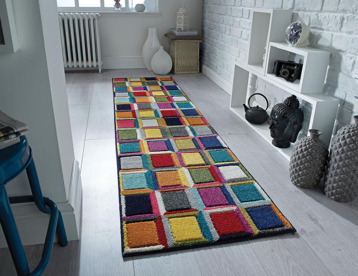 TEPPICH MEON, geometrisch, aus Polypropylen, Florhöhe 11 mm, Bunt, 66 x 300 cm - Multicolor, Textil (300/66cm) - KADIMA DESIGN