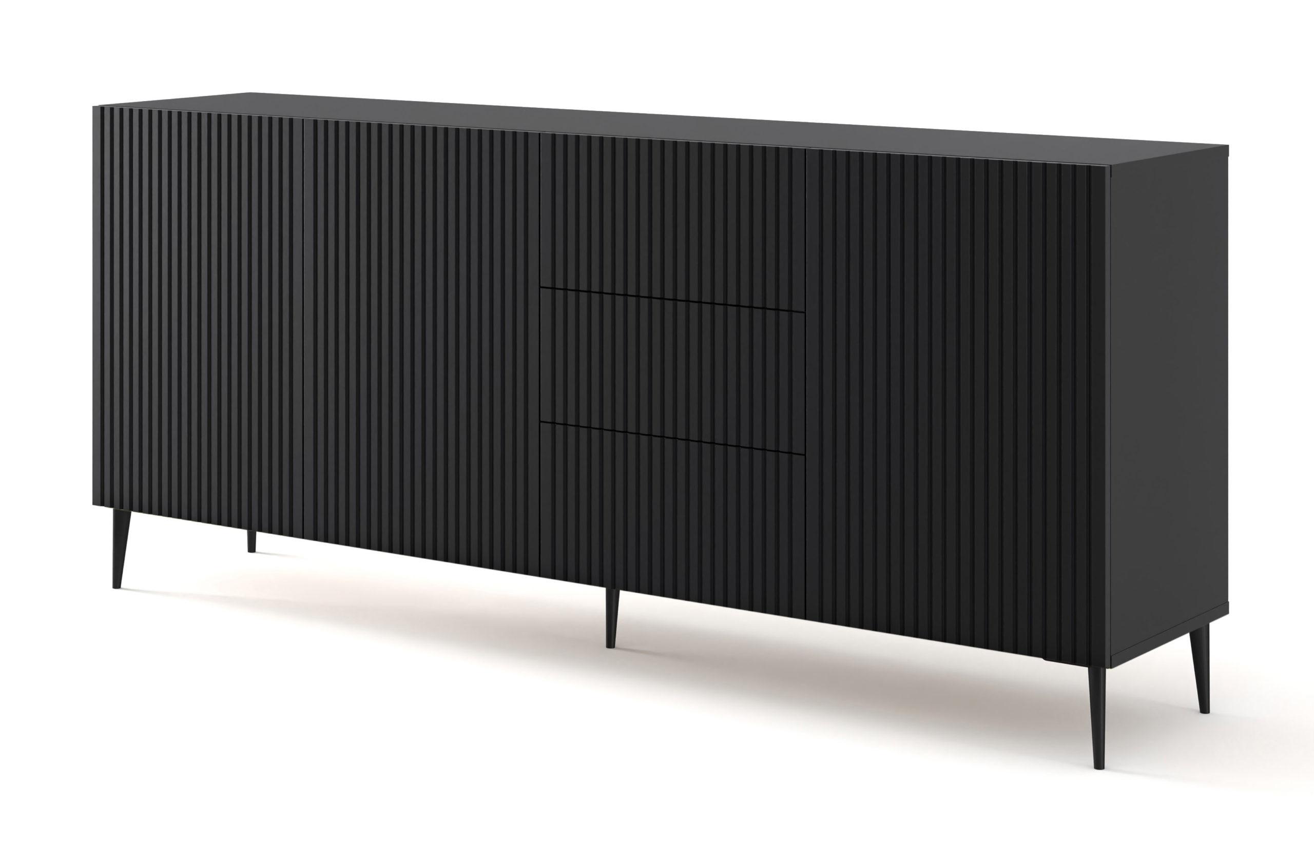 KOMMODE Schwarz, Schwarz, Schwarz 200/87/42 - Schwarz, Holzwerkstoff (200/87/42cm) - RAUMHIRSCH FURNITURE