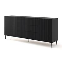 KOMMODE Schwarz, Schwarz, Schwarz 200/87/42 - Schwarz, Holzwerkstoff (200/87/42cm) - RAUMHIRSCH FURNITURE