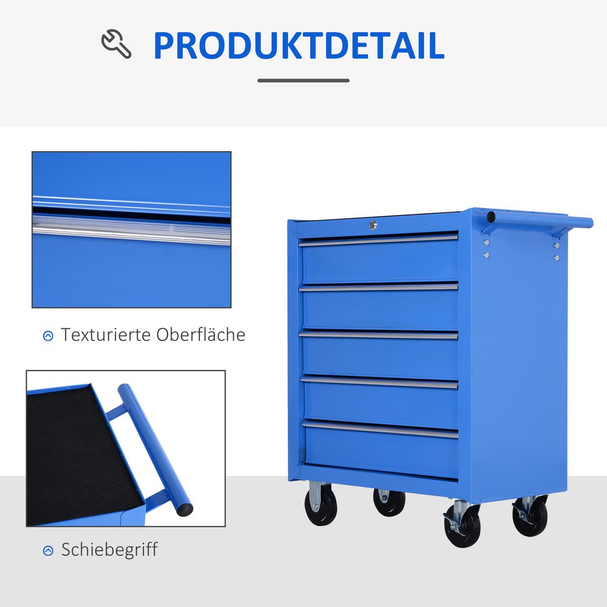 WERKZEUGWAGEN Stahl Blau - Blau, Metall (33/77/675cm) - HOMCOM