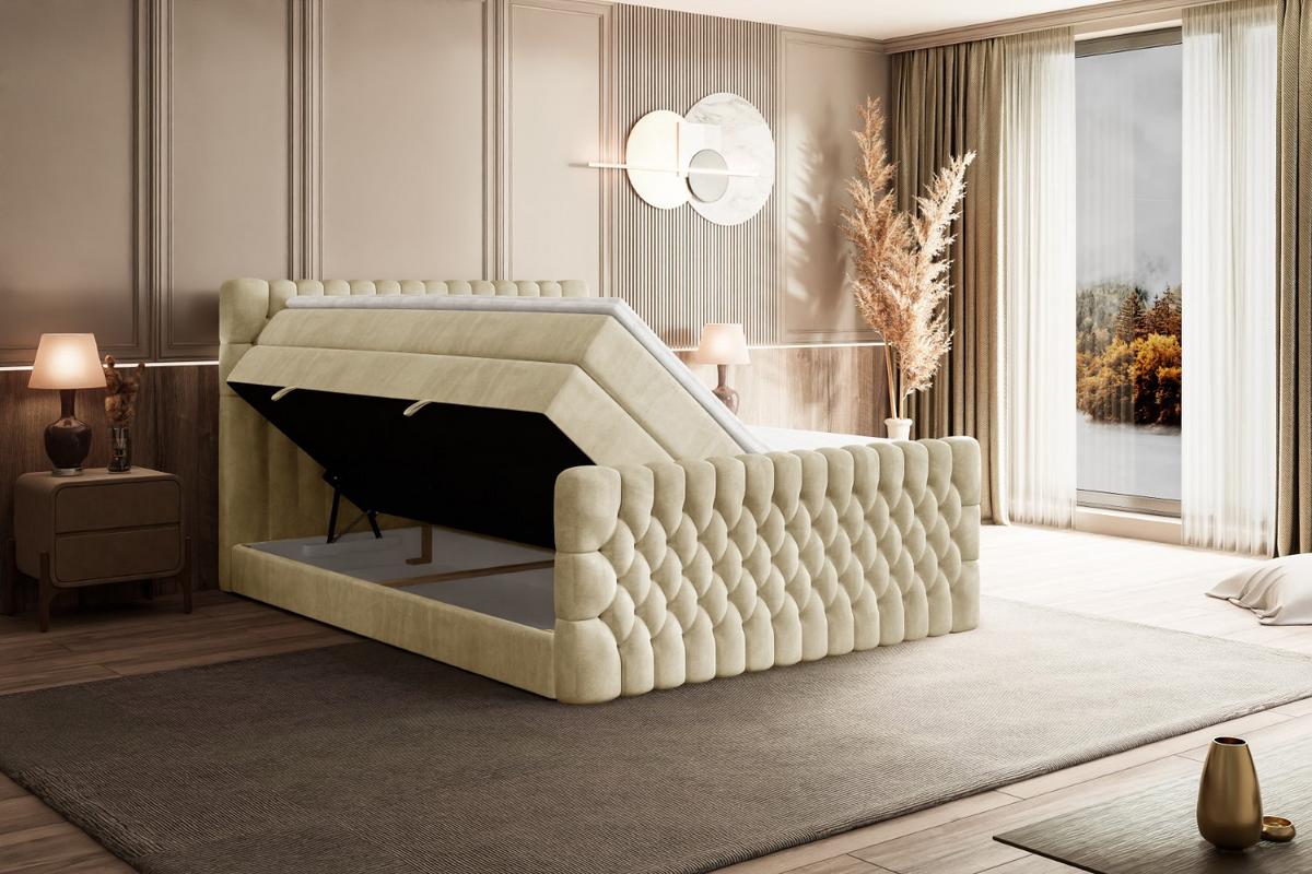 BOXSPRINGBETT SERENE-Z KING - 140 x 200 - H3/H4 - Beige - Beige, Holzwerkstoff (140/200cm) - ALTDECOR