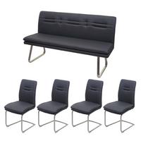 ESSZIMMER-SET Anthrazit 5er-Set - Blaugrau, Textil (160/92/58cm) - MCW