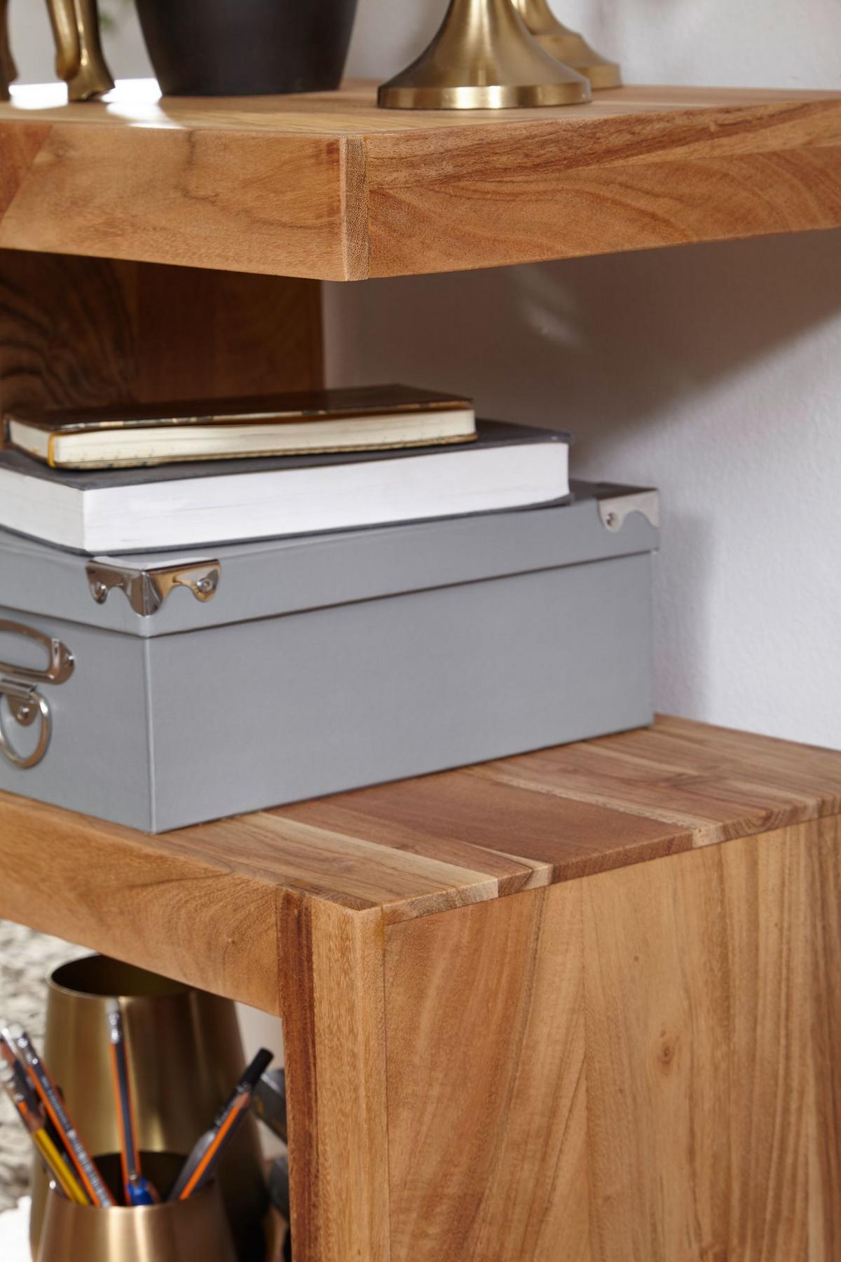 BEISTELLTISCH Massivholz S-Form Handgefertigt, Beige 44x30x60 cm - Beige, Holz (30/44/60cm) - KADIMA DESIGN