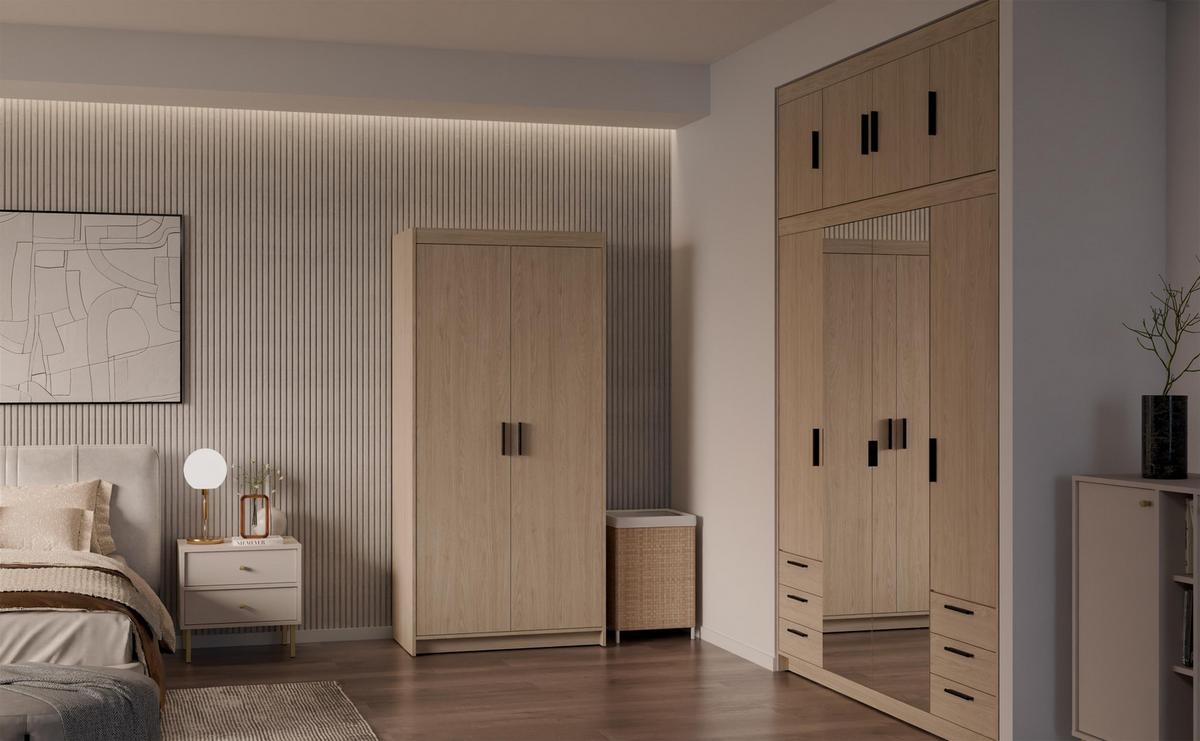 KLEIDERSCHRANK Storicos Geölte Eiche 89,7/190,5/53 cm - Modern 2-türig - Eichefarben, Holzwerkstoff/Kunststoff (89.8/190.6/53cm) - AX Living