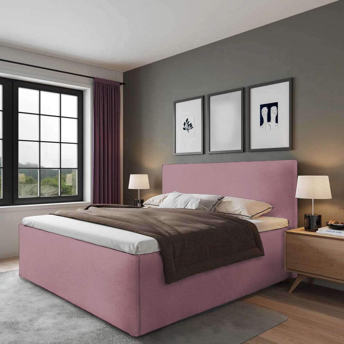 POLSTERBETT Gent Rose 160 x 200 x 40 cm Stauraum Mit hochwertiger Matratze H2 (bis 100 kg) und Lattenrost - Rosa, Holz (160/200cm) - Halmon Schlafkomfort Betten 