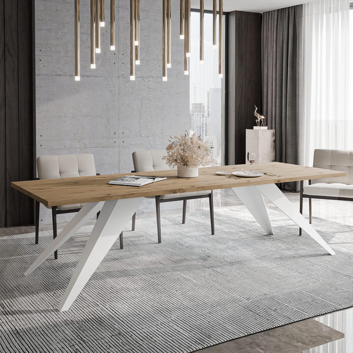 AUSZIEHTISCH XANDRO 140/80/76 cm mit Metallgestell, Weiß / Artisan-Eiche - Eiche Artisan/Weiß, Holzwerkstoff/Metall (80/140/76cm) - Idohome