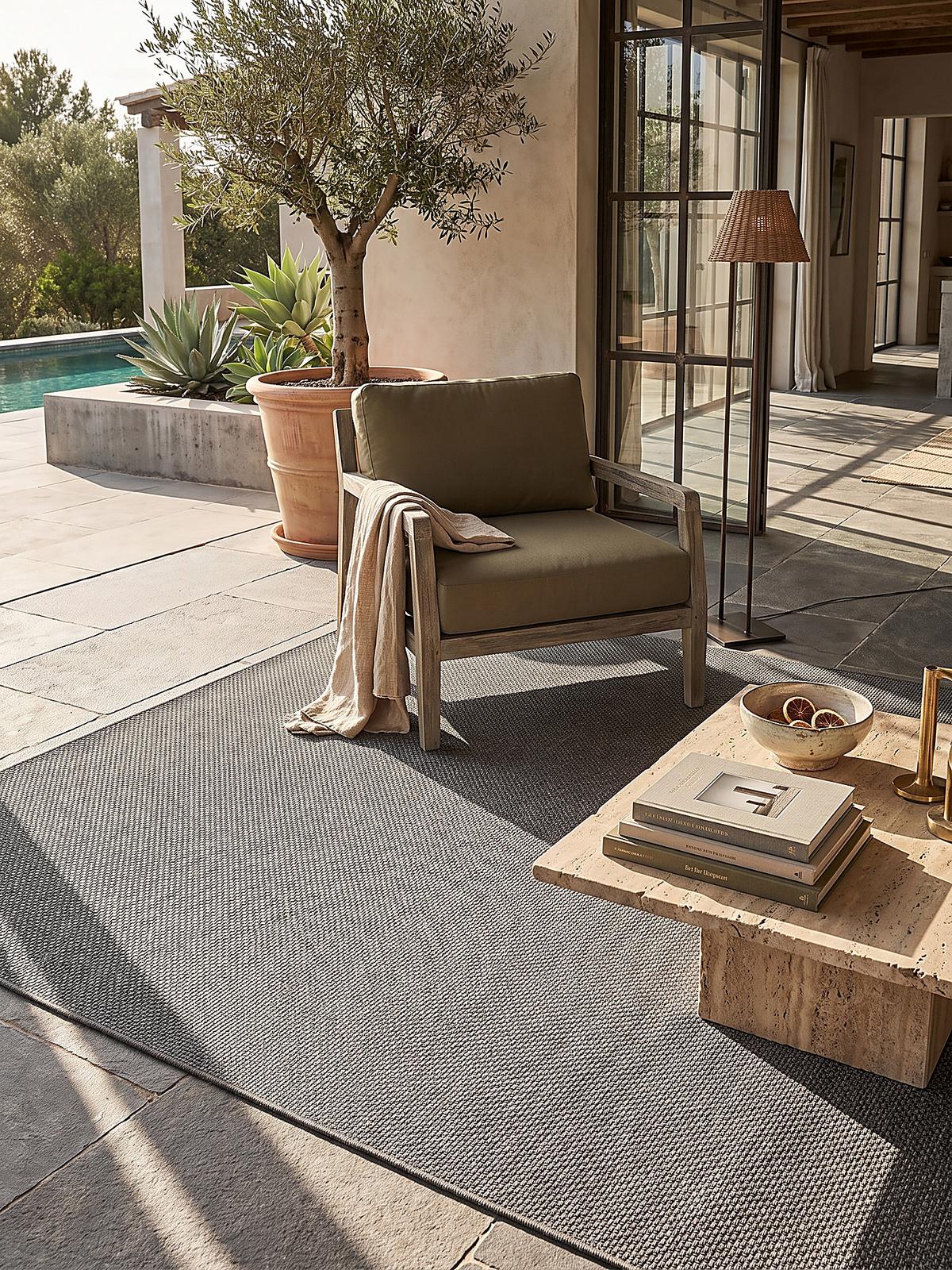 FLACHWEBTEPPICH Uni BORNO Polypropylen Anthrazit 200 x 280 cm - Anthrazit, Textil (200/280cm) - KADIMA DESIGN
