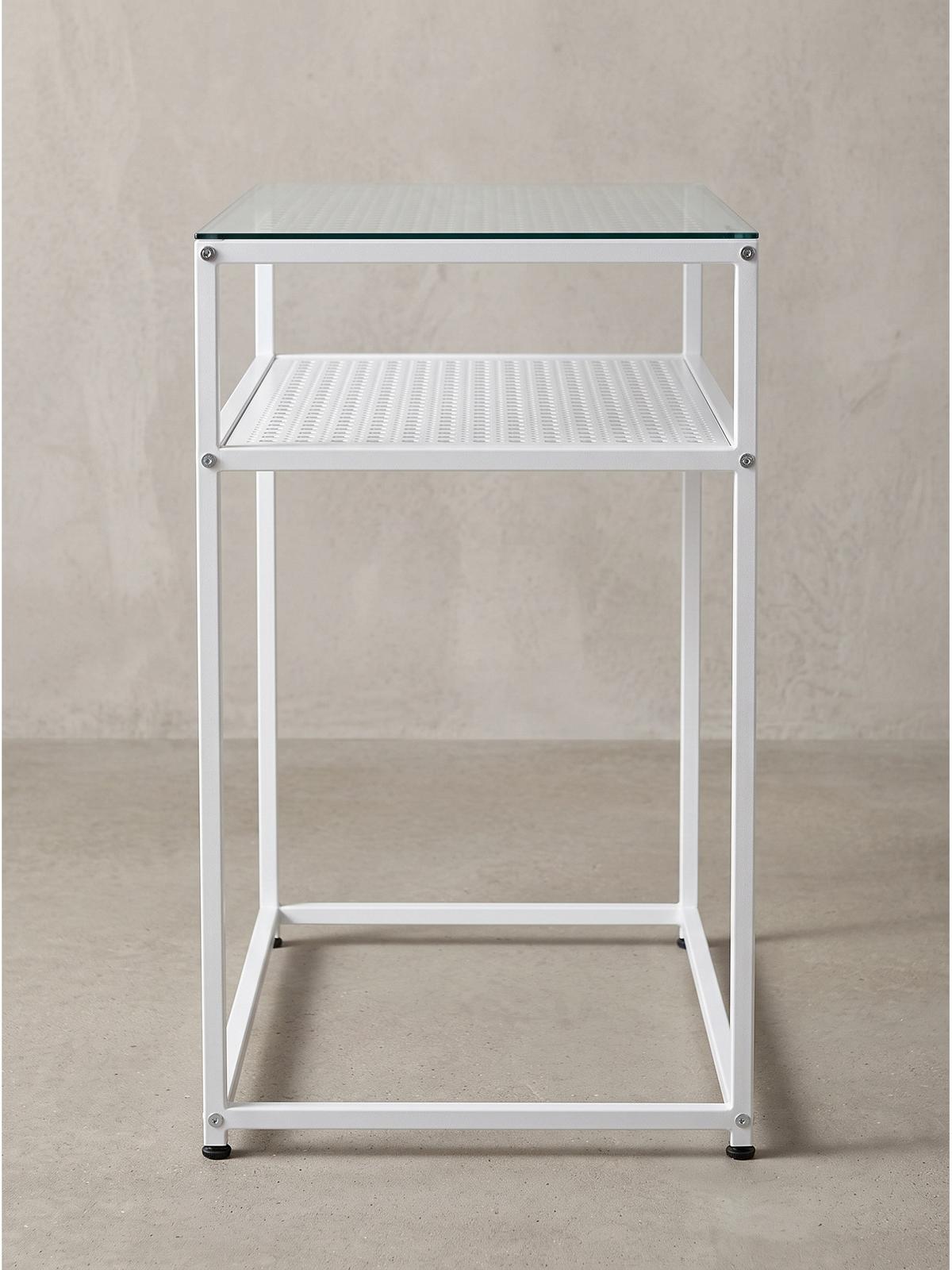 KONSOLENTISCH ALCUDIA, Einscheibensicherheitsglas, Weiß, 80 x 40 x 77 cm - Weiß, Glas/Metall (40/80/77cm) - KADIMA DESIGN