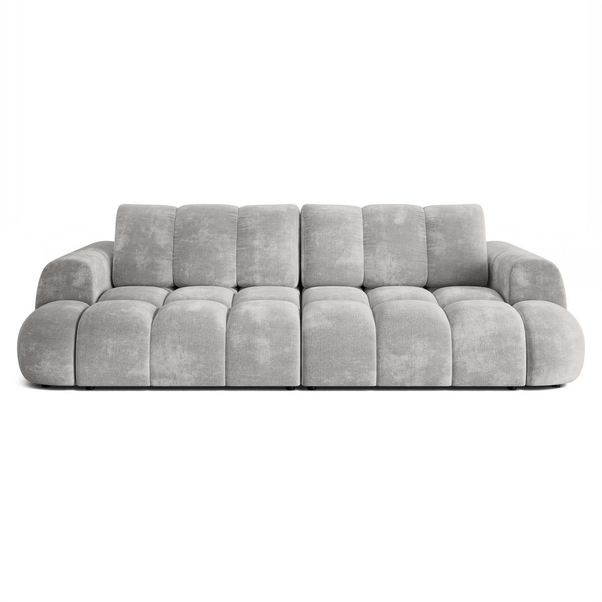 BETTSOFA DAFNE Hellgrau Chenille-Stoff mit Schlaffunktion - Hellgrau, Textil (300/88/113cm) - MASSENO