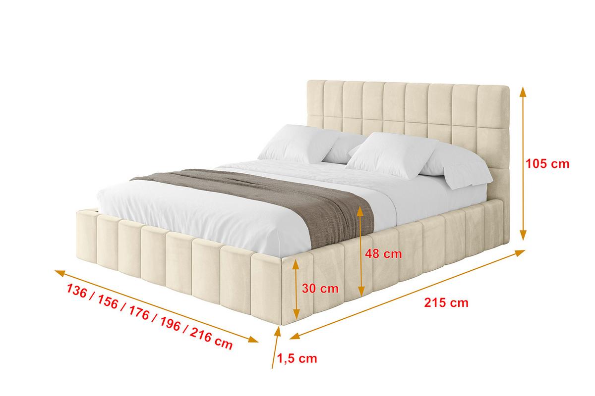 POLSTERBETT mit Bettkasten und Lattenrost, Boxbett ohne Matratze - AMEA 160x200 Beige - Ecru, Holzwerkstoff/Textil (160/200cm) - ALTDECOR