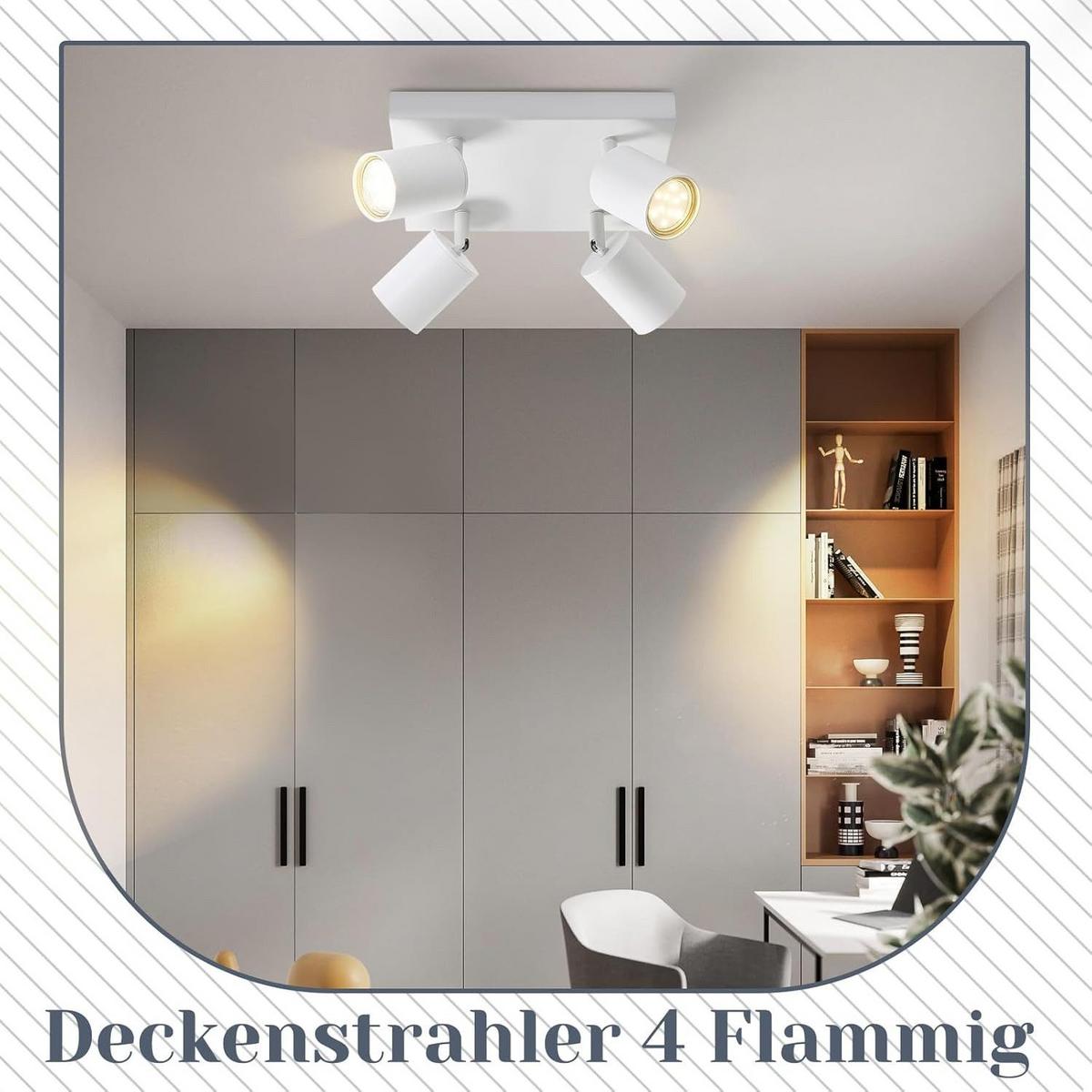 DECKENSTRAHLER Kanna 25/25/14 cm - Weiß, Metall (25/25/14cm) - ZMH