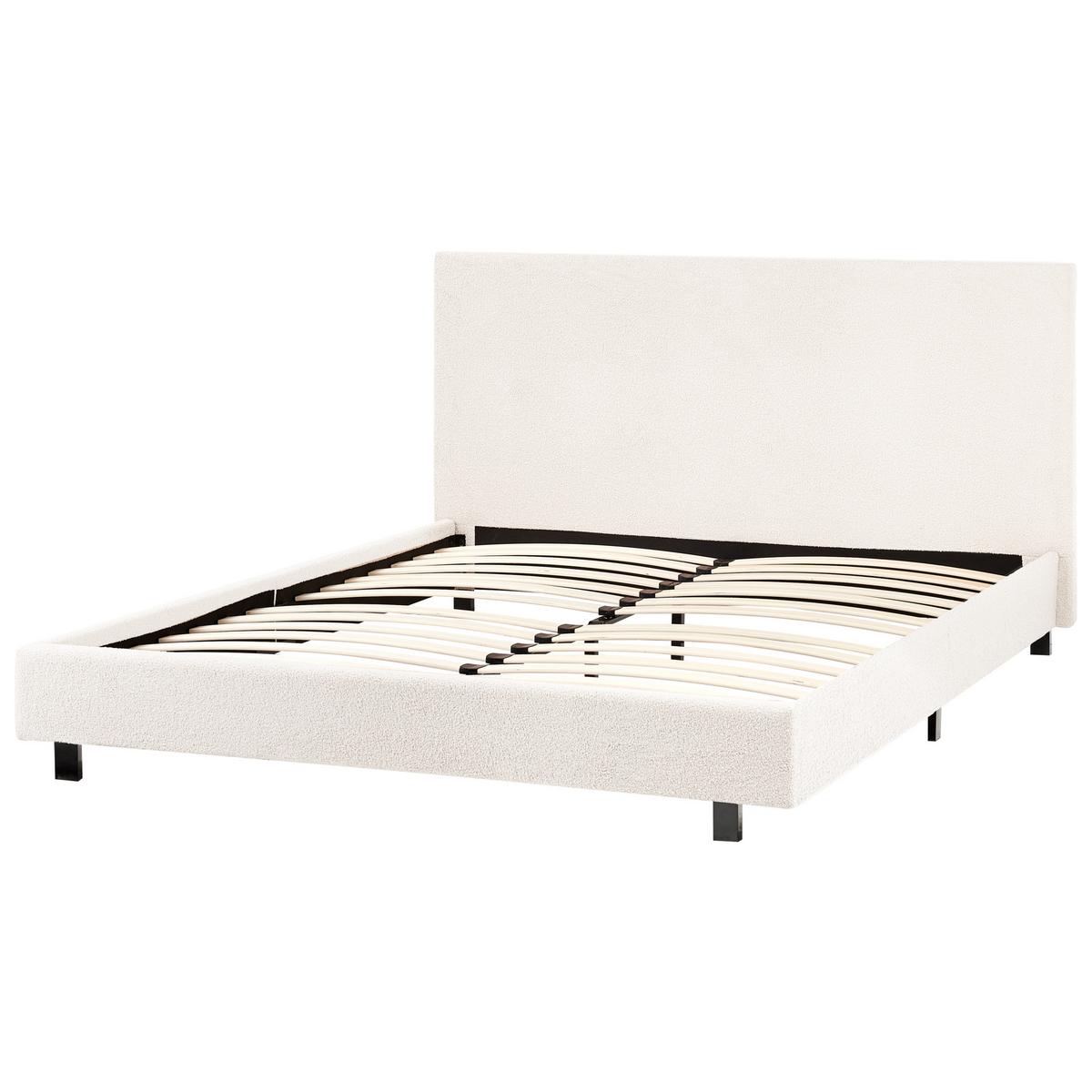 BETT mit Lattenrost 140/200 cm Bouclé Cremeweiß Albi - Creme, Textil (140/200cm) - Beliani