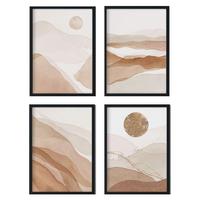POSTER Set mit 4 Blätter und abstrakten Formen mit braunen Tönen A4 Rahmenlos - Klar, Papier (29.7/3cm) - Nacnic