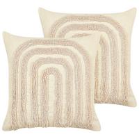 DEKOKISSEN 2er-Set Beige 45/45 cm Tatsoi - Beige, Textil (45/45cm) - Beliani