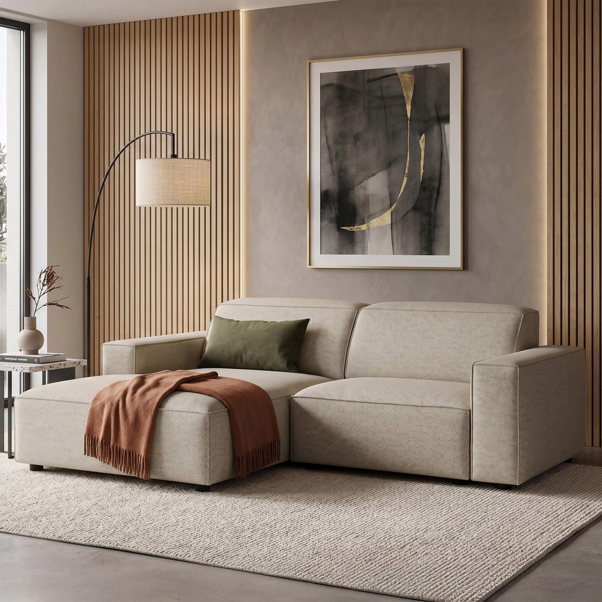 ECKSOFA Sellmo 210 cm - Taupe/Schwarz, Kunststoff/Textil (210/166cm) - Selsey