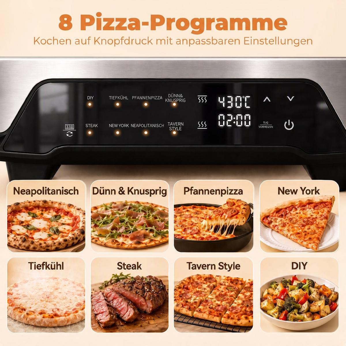 PIZZAOFEN Stahl Grau - Grau, Metall (49.7/28/46cm) - HOMCOM