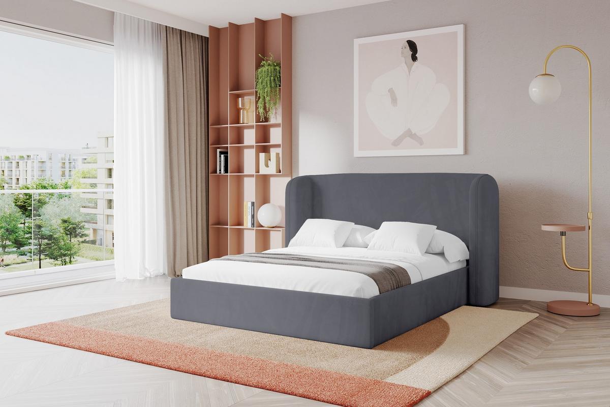 POLSTERBETT mit Bettkasten und Lattenrost, Bett mit Matratze H3/H4 - ESTI 180x200 Dunkelgrau - Dunkelgrau, Holzwerkstoff/Textil (180/200cm) - ALTDECOR