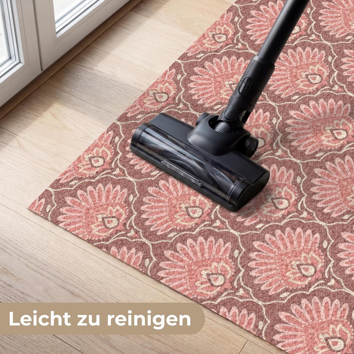 FUSSMATTE Fächermotiv - Muster - Rosa Türmatte 120x80 cm - Altrosa, Kunststoff (120/0.4cm) - MuchoWow