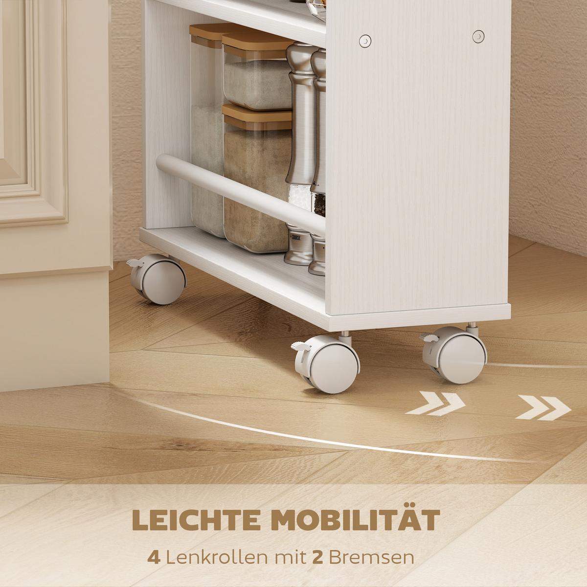 ROLLWAGEN Spanplatte Stahl Naturholz - Silberfarben/Naturfarben, Holzwerkstoff/Metall (15/91/45cm) - HOMCOM