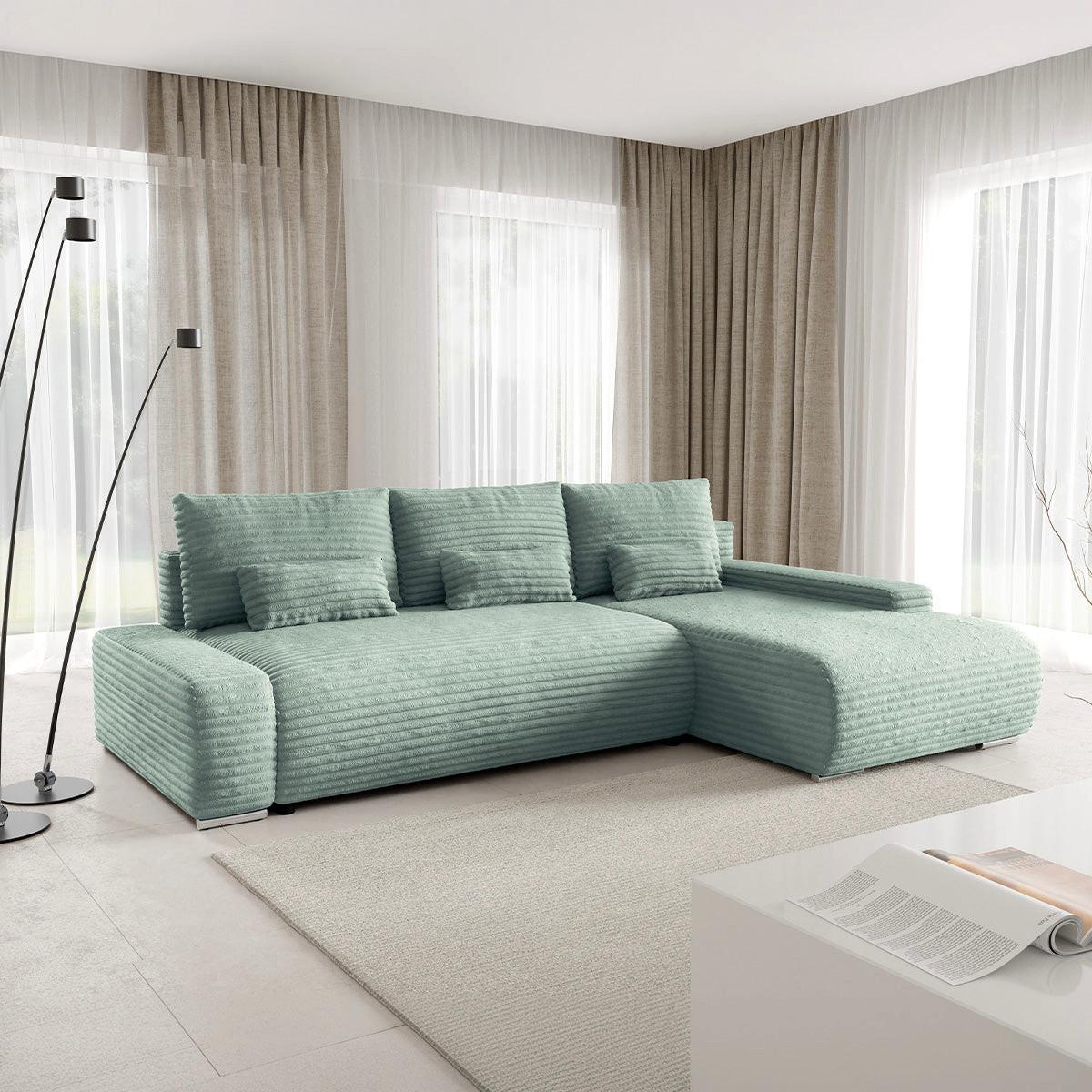 ECKSOFA Ivana 3 Sitzplätze Hellgrün - Grün, Holz (265/172cm) - Petits-meubles