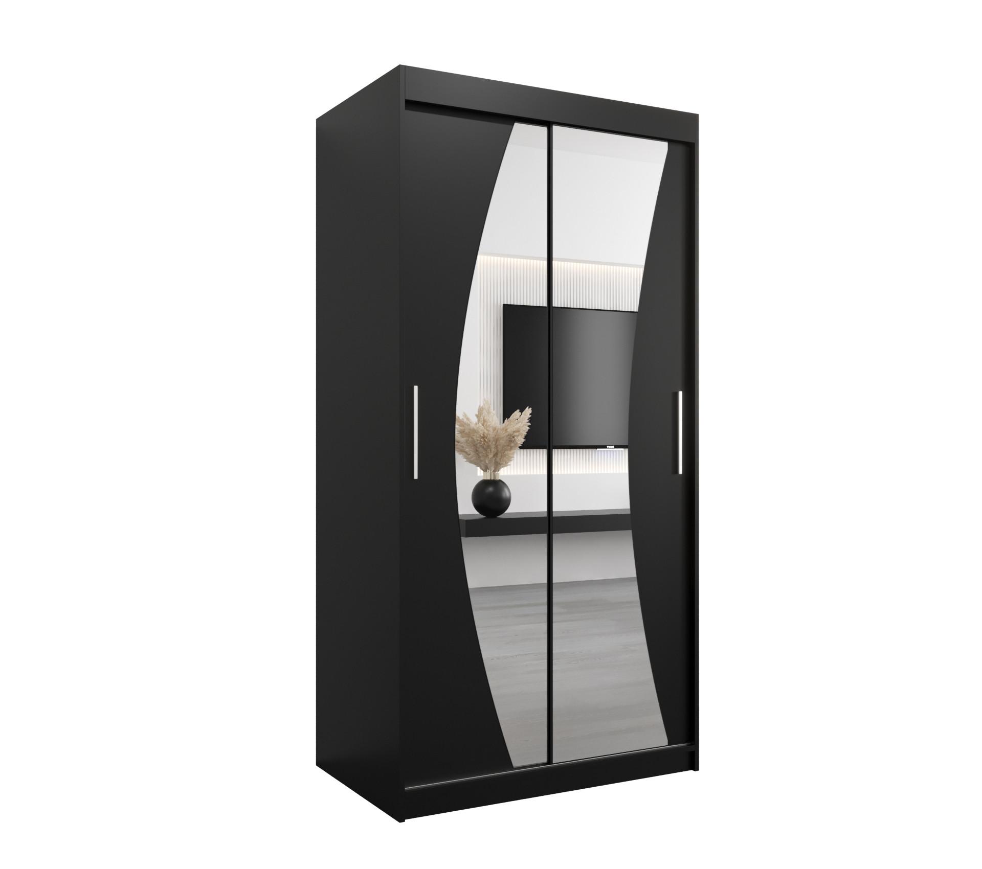 SCHWEBETÜRENSCHRANK 200/100/62 2-türig - Silberfarben/Schwarz, Holz/Kunststoff (100/200/62cm) - MÖBEL KRYSPOL