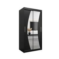 SCHWEBETÜRENSCHRANK 200/100/62 2-türig - Silberfarben/Schwarz, Holz/Kunststoff (100/200/62cm) - MÖBEL KRYSPOL