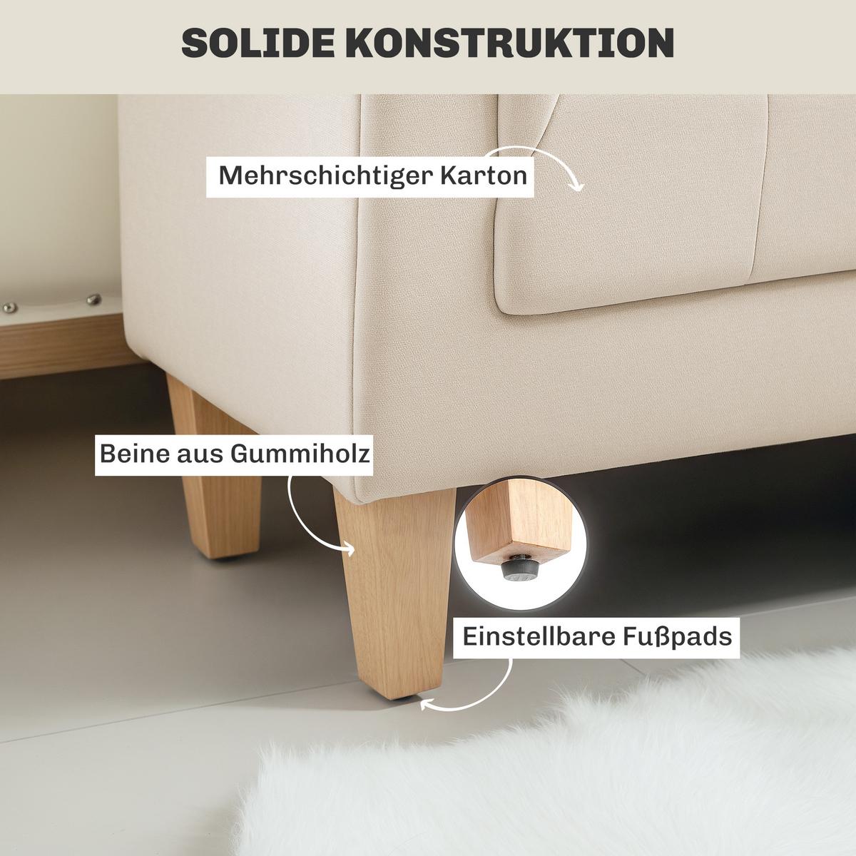 POLSTERBANK mit Chenille-Bezug, Armlehne, 115 x 44 x 58 cm Beige - Beige, Textil (44/58/115cm) - HOMCOM