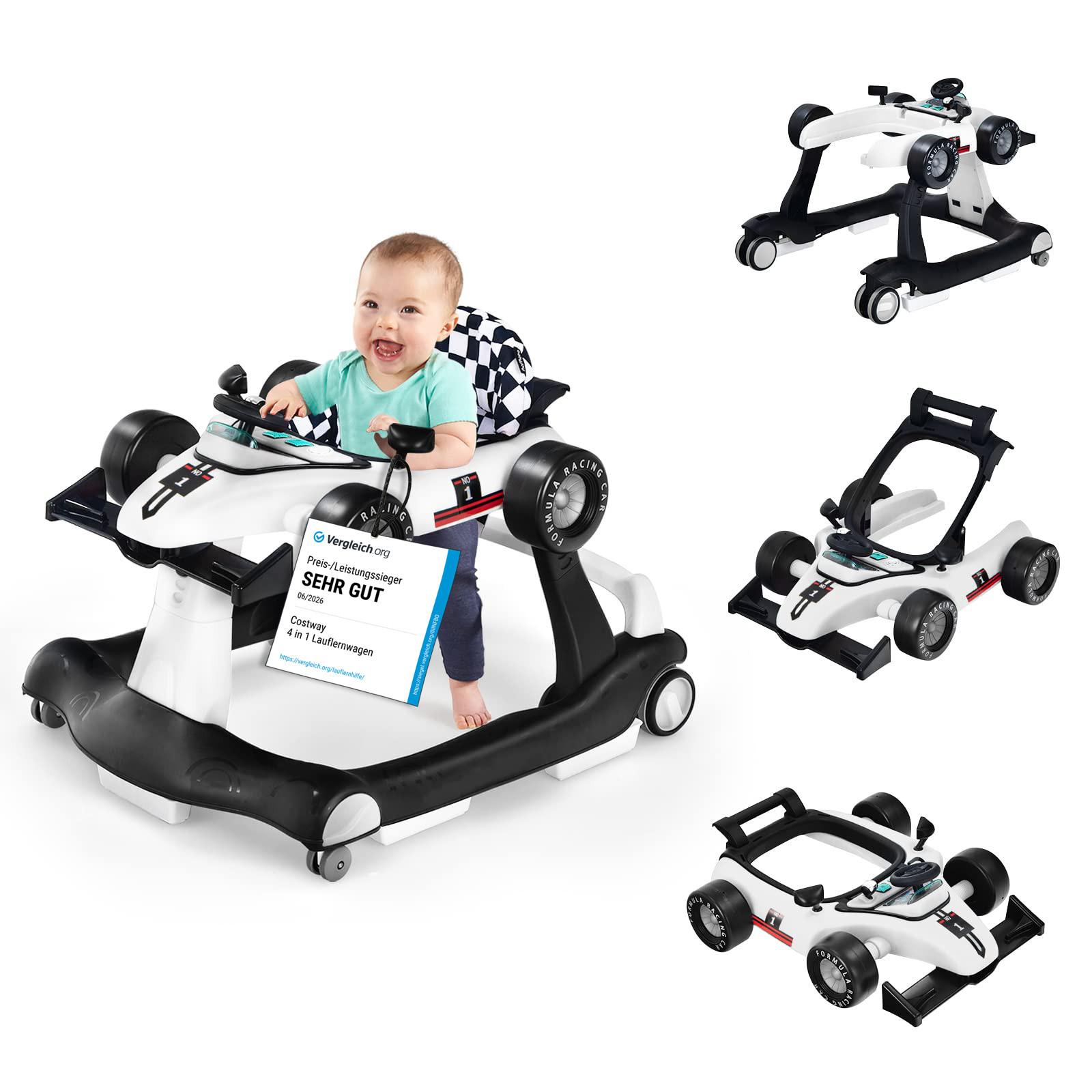 LAUFLERNWAGEN Klappbar Weiß - Weiß, Kunststoff (76/56/64cm) - COSTWAY