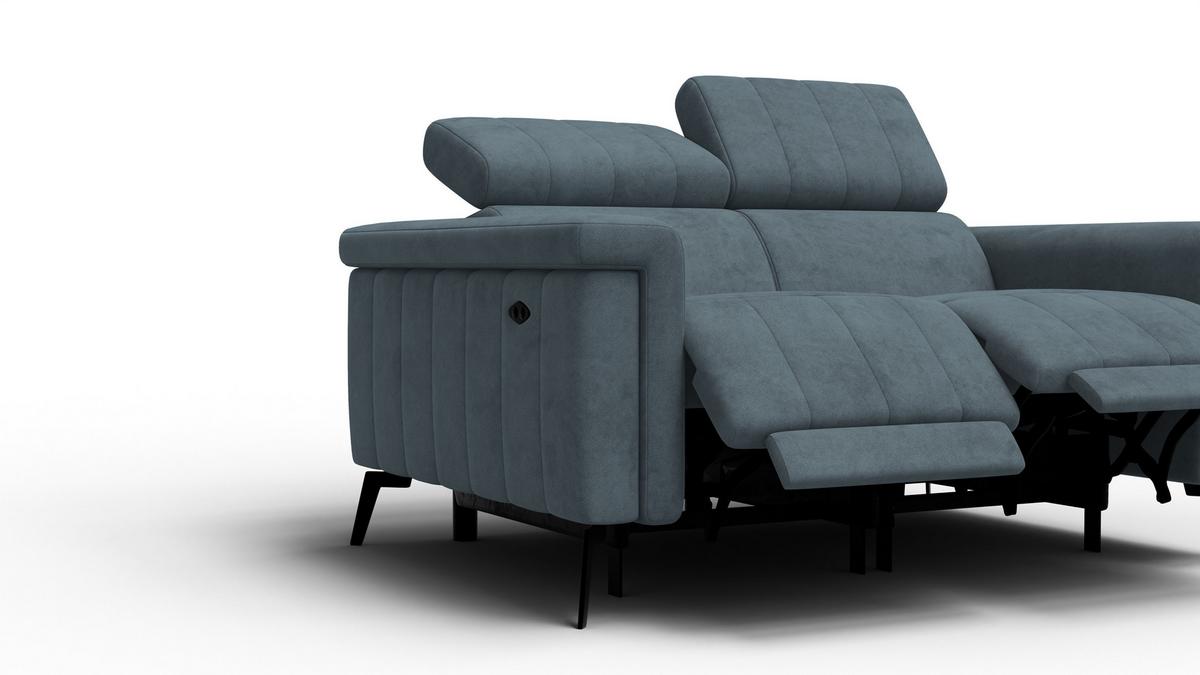 RELAXSOFA NORDEL 2-Sitzer, blaugrau - Blaugrau/Schwarz, Holz/Textil (150/80/105cm) - Wozimo