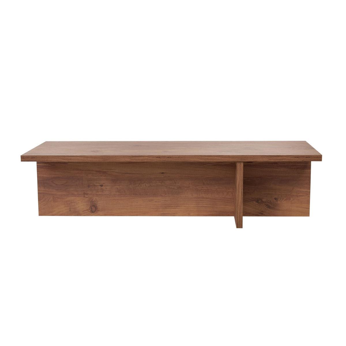 COUCHTISCH mit rechteckiger Platte und asymmetrischem Fuß L120 cm - HARBOR - Eichefarben, Holzwerkstoff (50/45/30cm) - Calicosy