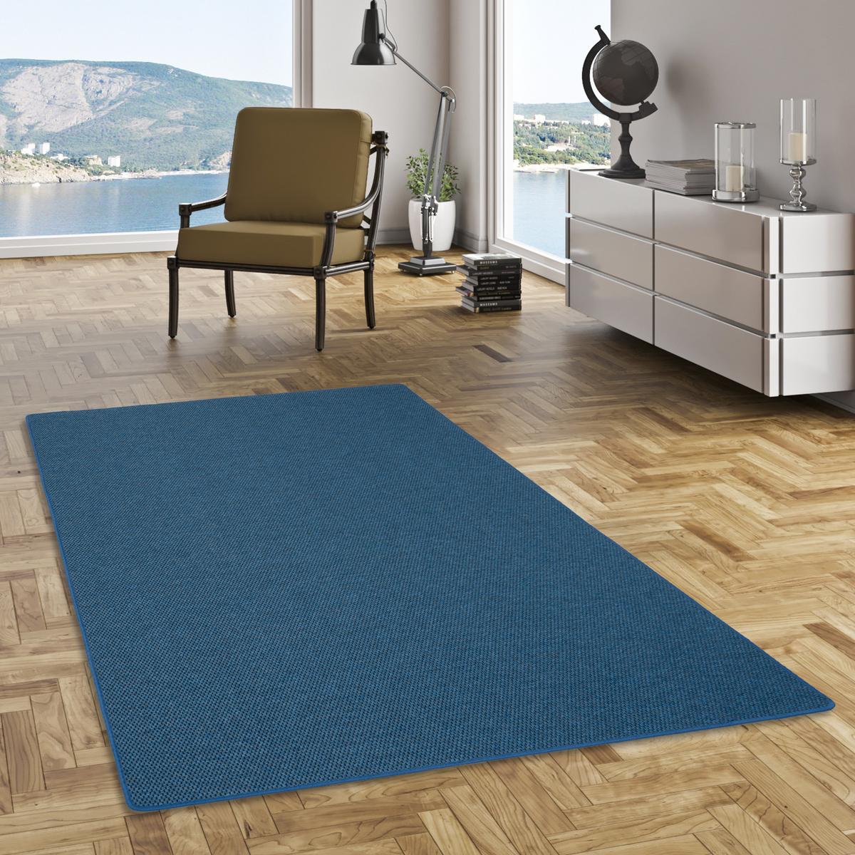 FLACHGEWEBE NATUR TEPPICH BENTZON - Blau, Textil (80/240cm) - Snapstyle