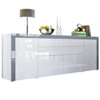 SIDEBOARD La Paz Weiß Hochglanz / Grau Hochglanz - Weiß Hochglanz/Grau, Holzwerkstoff (200/72/35cm) - Vladon