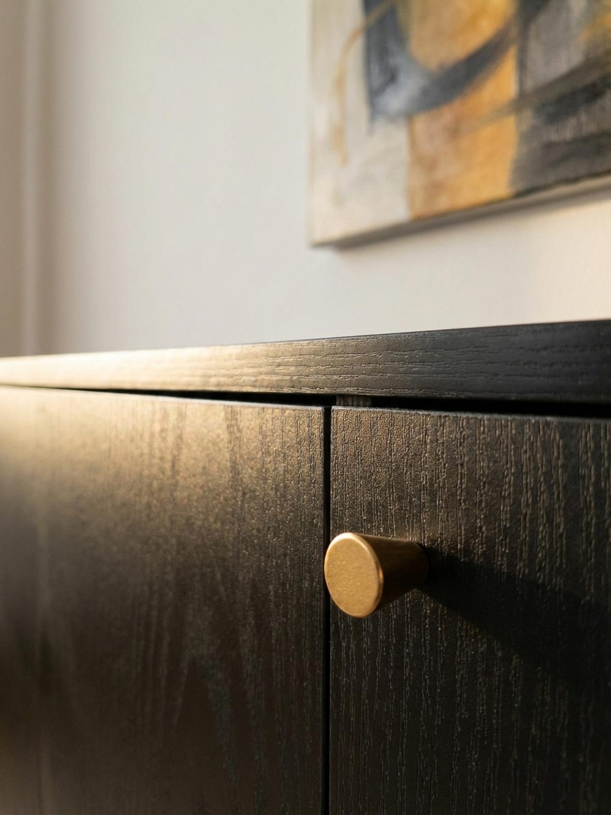 SIDEBOARD – Schwarz/Eiche-Dekor, 140x75x40 cm, mit 2 Türen, Schublade, offenes Fach - Schwarz, Holzwerkstoff/Metall (140/75/40cm) - KADIMA DESIGN