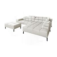 ECKSOFA NELSON Hellgrau Leder Relaxfunktion - Hellgrau/Schwarz, Leder/Metall (321/216cm) - KAWOLA