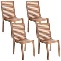 GARTENSTUHL 4er set Heller Holzfarbton Ombriano - Hellbraun, Holz (45/93/57cm) - Beliani