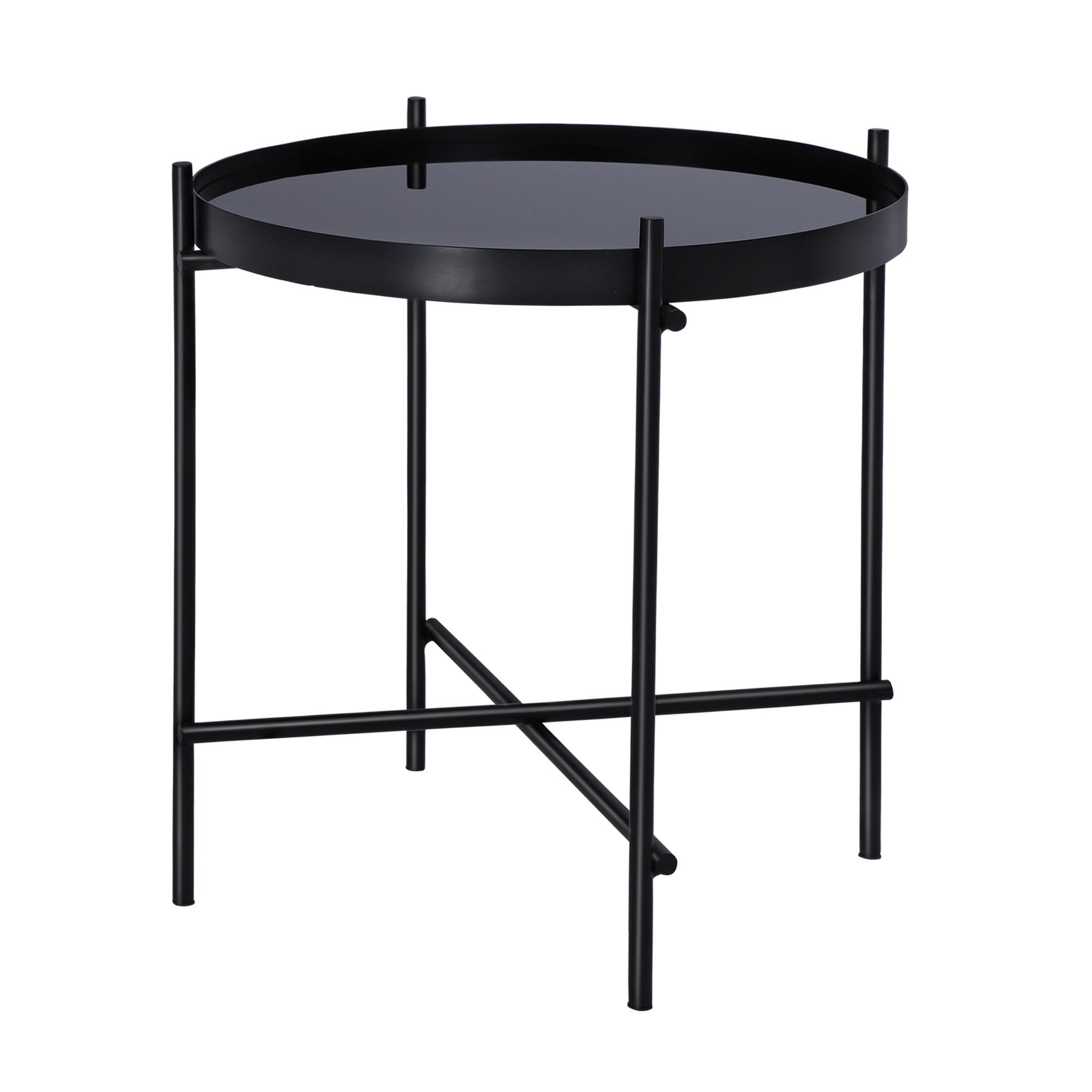 BEISTELLTISCH Ø43x45 cm rund in Schwarz mit Metallgestell und Glasplatte - Schwarz, Metall (43/43/45cm) - WOMO-DESIGN
