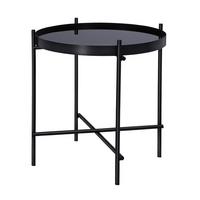 BEISTELLTISCH Ø43x45 cm rund in Schwarz mit Metallgestell und Glasplatte - Schwarz, Metall (43/43/45cm) - WOMO-DESIGN
