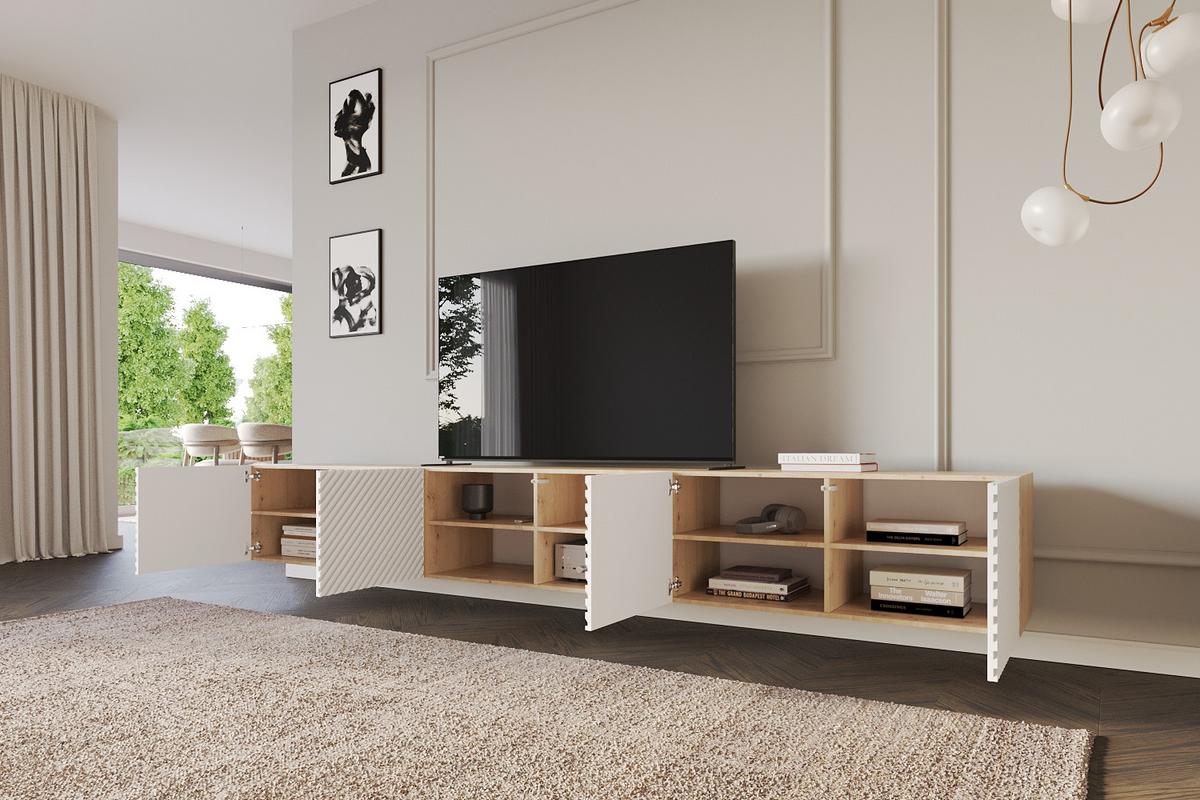 LOWBOARD ZENO-W 3x100x40x40 cm - Artisan / Weiß - Weiß, Holzwerkstoff (300/40/40cm) - ALTDECOR