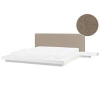 BETT mit LED 180/200 cm MDF-Platte Taupe Zen - Taupe, Holzwerkstoff (180/200cm) - Beliani