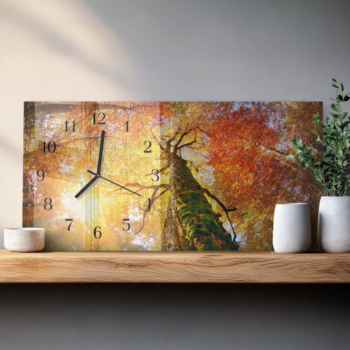 WANDUHR aus Glas 60x30 cm - Herbst - Gelb, Glas (60/30/0.4cm) - TULUP