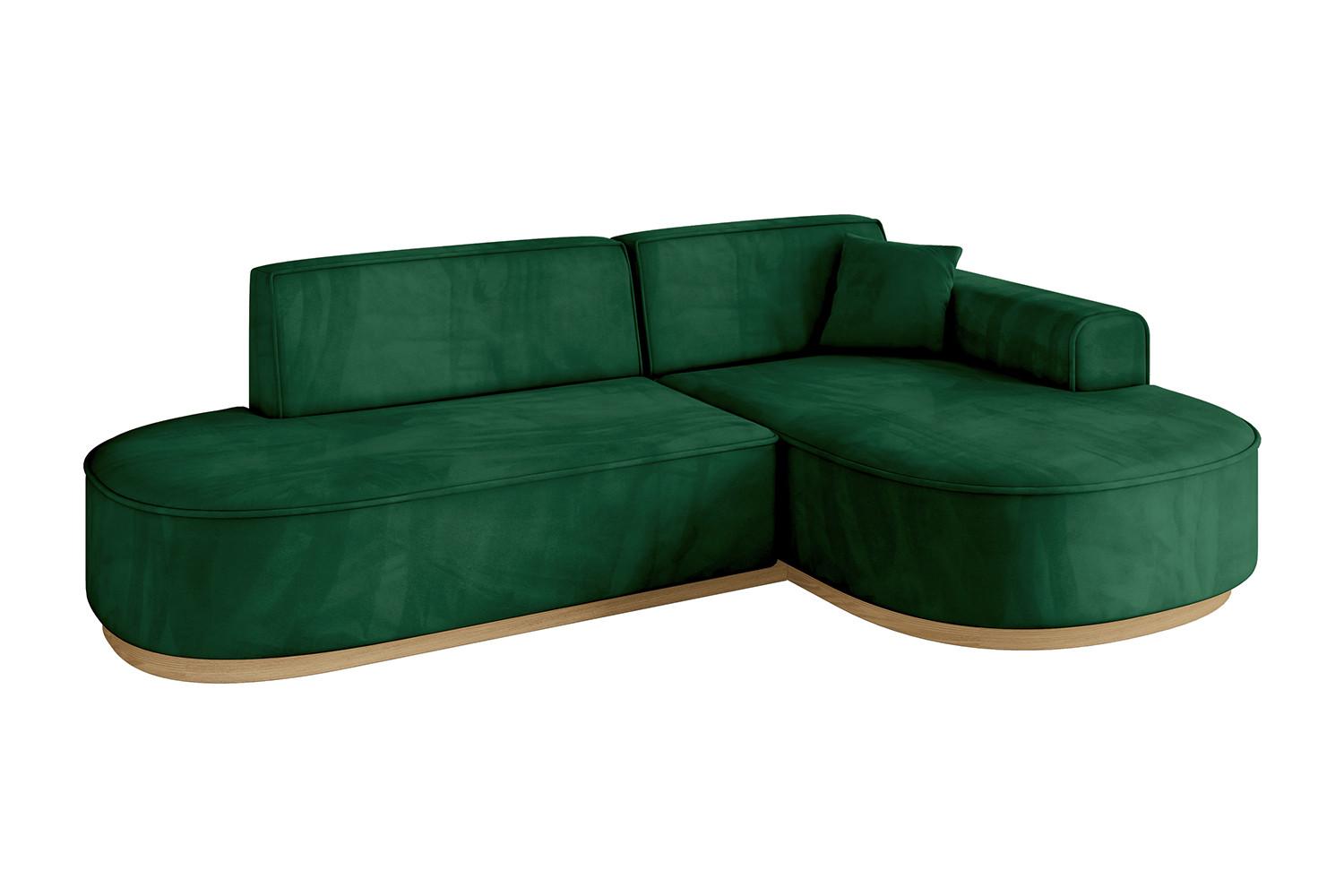 ECKSOFA Ottomane Rechts MARI-L1-v2 - 243x171x83 cm Dunkelgrün Velours - Dunkelgrün, Holzwerkstoff/Textil (171/243cm) - ALTDECOR