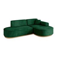 ECKSOFA Ottomane Rechts MARI-L1-v2 - 243x171x83 cm Dunkelgrün Velours - Dunkelgrün, Holzwerkstoff/Textil (171/243cm) - ALTDECOR