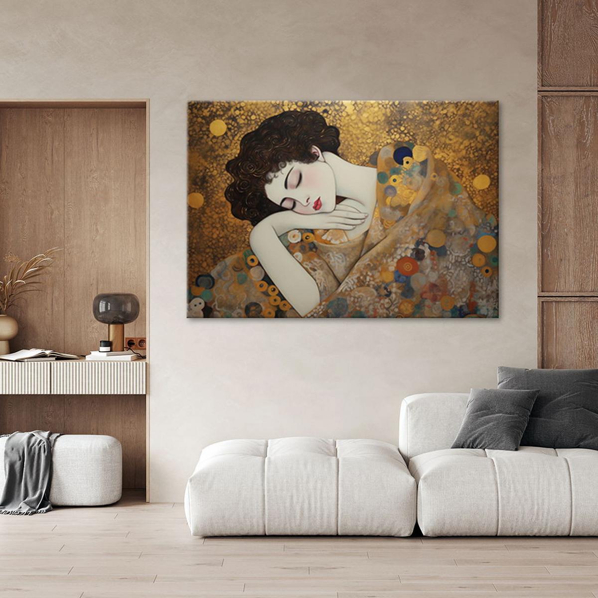 KUNSTDRUCK Gold 90/60 cm - Goldfarben, Textil (90/60cm) - KUNSTLOFT