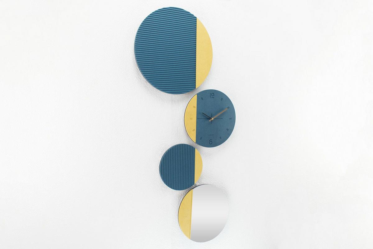 WANDUHR Design Blau 55/134 cm - Blau, Glas/Holzwerkstoff (54.7/133.9/1cm) - ONZENO